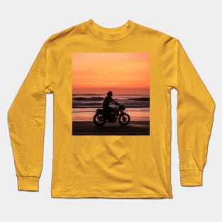 motor bike sunset beach Long Sleeve T-Shirt